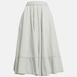 Pre Owned Alexander McQueen Light Blue Denim Flared Midi Skirt S