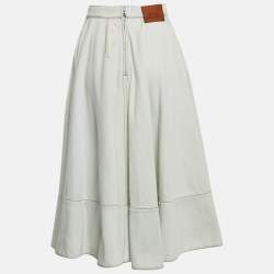 Pre Owned Alexander McQueen Light Blue Denim Flared Midi Skirt S