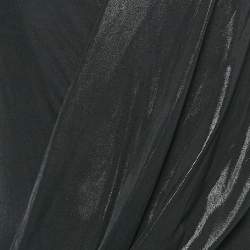 Pre Owned Alexander McQueen Black Coated Jersey Knot Detail Midi Dress S