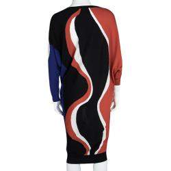 Pre Owned Alexander McQueen Multicolor Patterned Wool Dolman Sleeve Dress L