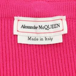 Alexander McQueen Pink Stretch Fabric Crop Top Cardigan S