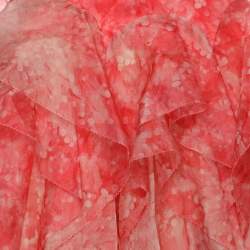 Pre Owned Alexander McQueen Coral-Print Draped Ruffle Midi Skirt