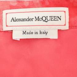 Pre Owned Alexander McQueen Coral-Print Draped Ruffle Midi Skirt