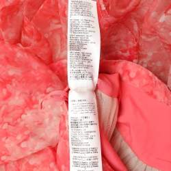 Pre Owned Alexander McQueen Coral-Print Draped Ruffle Midi Skirt