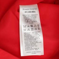 Pre Owned Alexander McQueen Red Nylon Asymmetric Flared Dress S