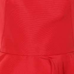 Pre Owned Alexander McQueen Red Nylon Asymmetric Flared Dress S