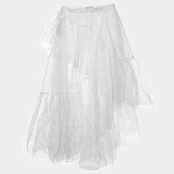 Alexander McQueen White Mesh Asymmetric Midi Skirt M