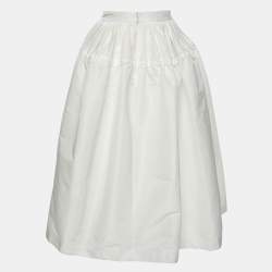 Alexander McQueen White Nylon Flared Midi Skirt M