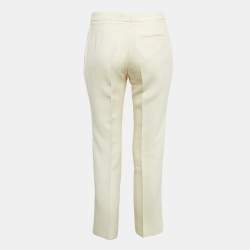Pre Owned Alexander McQueen Cream Wool Blend Straight Trousers S
