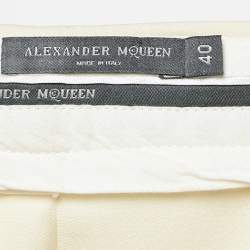 Pre Owned Alexander McQueen Cream Wool Blend Straight Trousers S