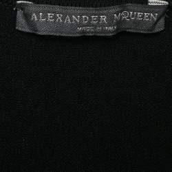 Pre Owned Alexander McQueen Black Stretch Knit Scallop Flared Mini Dress S