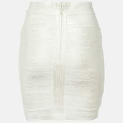 Herve Leger Alabaster White Bandage Jersey Mini Idrissa Skirt S