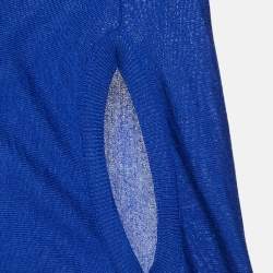 Alexander McQueen Blue Wool Knit Asymmetric Midi Dress XS