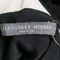 Pre Owned Alexander McQueen Black Crepe and Velvet Cut-Out Detail Mini Dress S