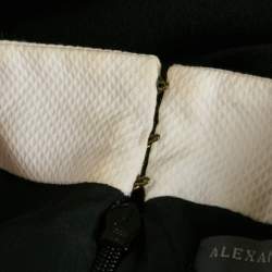 Pre Owned Alexander McQueen Black Crepe and Velvet Cut-Out Detail Mini Dress S