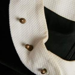 Pre Owned Alexander McQueen Black Crepe and Velvet Cut-Out Detail Mini Dress S