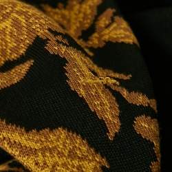 Pre Owned Alexander McQueen Black Floral Intarsia Rib Knit Bodycon Dress M