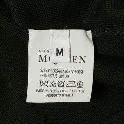 Pre Owned Alexander McQueen Black Floral Intarsia Rib Knit Bodycon Dress M