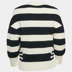 Pre Owned Alexander McQueen White Striped Wool Blend Sweater L