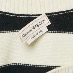 Pre Owned Alexander McQueen White Striped Wool Blend Sweater L