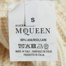 Pre Owned Alexander McQueen Beige Rib Knit Peplum Cardigan S