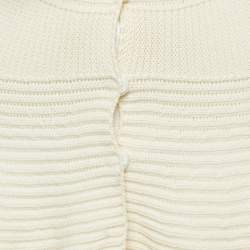 Pre Owned Alexander McQueen Beige Rib Knit Peplum Cardigan S