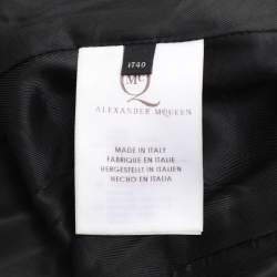 Pre Owned Alexander McQueen Navy Blue Jacquard Sleeveless Midi Dress S