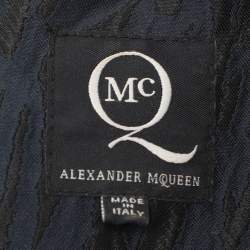 Pre Owned Alexander McQueen Navy Blue Jacquard Sleeveless Midi Dress S
