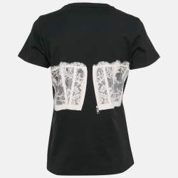 Pre Owned Alexander McQueen Black Corset Print Cotton T-Shirt S