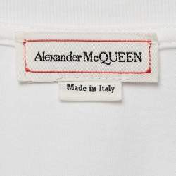 Pre Owned Alexander McQueen White Corset Print Cotton T-Shirt S
