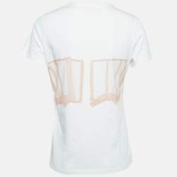 Alexander McQueen White Corset Print Cotton T-Shirt S