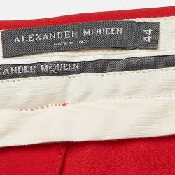Alexander McQueen Red Crepe Tailored Trousers M 