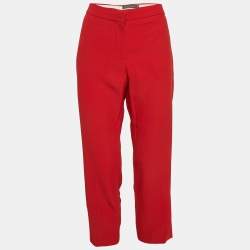 Alexander McQueen Red Crepe Tailored Trousers M 