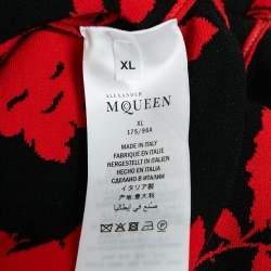 Pre Owned Alexander McQueen Red Floral Jacquard Knit Midi Dress XL