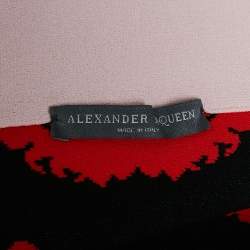 Pre Owned Alexander McQueen Red Floral Jacquard Knit Midi Dress XL
