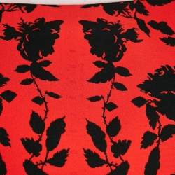 Pre Owned Alexander McQueen Red Floral Jacquard Knit Midi Dress XL