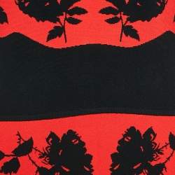 Pre Owned Alexander McQueen Red Floral Jacquard Knit Midi Dress XL