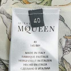 Pre Owned Alexander McQueen Off-White Floral Print Silk Blouse S