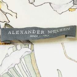 Pre Owned Alexander McQueen Off-White Floral Print Silk Blouse S