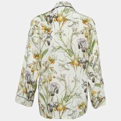 Pre Owned Alexander McQueen Off-White Floral Print Silk Blouse S
