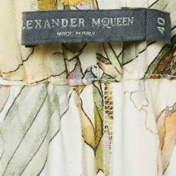 Alexander McQueen Off-White Floral Print Silk Pants S
