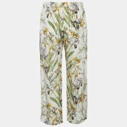Alexander McQueen Off-White Floral Print Silk Pants S