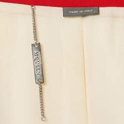 Alexander McQueen Red/Cream Wool Blend Asymmetric Jacket M