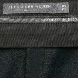 Pre Owned Alexander McQueen Black Crepe Narrow Bootcut Trousers S