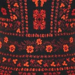 Pre Owned Alexander McQueen Black Floral Jacquard Knit Flared Short Dress M