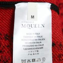 Pre Owned Alexander McQueen Black Floral Jacquard Knit Flared Short Dress M