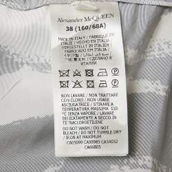 Alexander McQueen Black Monochrome Graffiti Print Faille Midi Skirt S