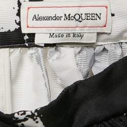 Alexander McQueen Black Monochrome Graffiti Print Faille Midi Skirt S