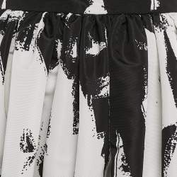 Alexander McQueen Black Monochrome Graffiti Print Faille Midi Skirt S