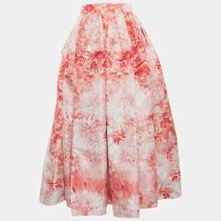 Alexander McQueen Pink Floral Print Synthetic Long Skirt M